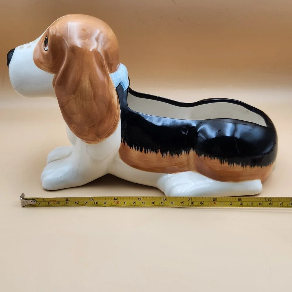 Pioneer Woman Charlie Basset Hound Dog Ceramic Stoneware Flower Pot Planter 12